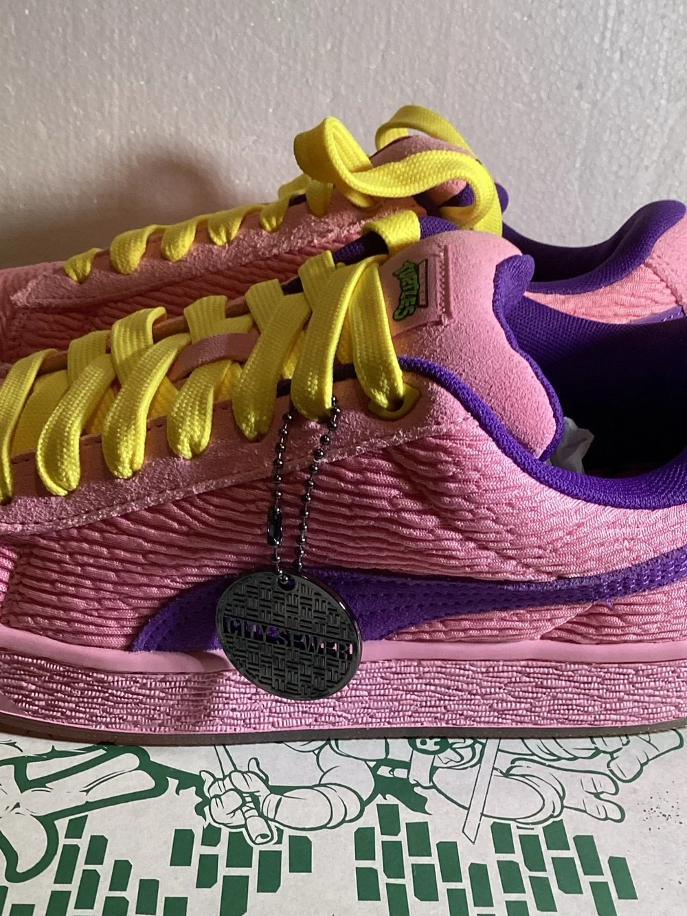 Puma Pink Sneakers with Yellow Laces
